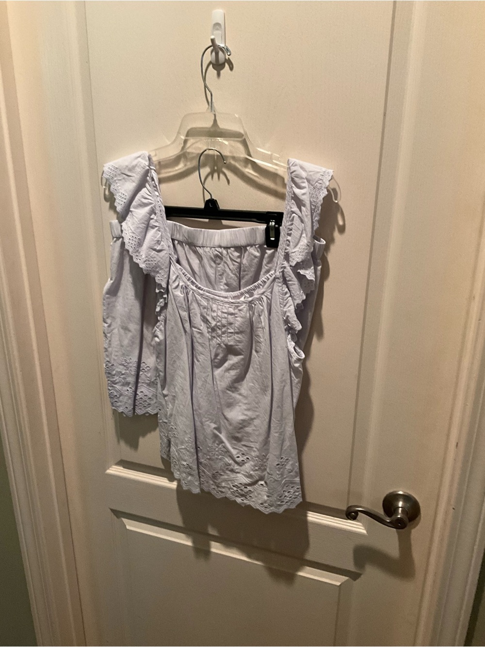 Shabby Chic White Ruffled Eyelet Cold-Shoulder Top